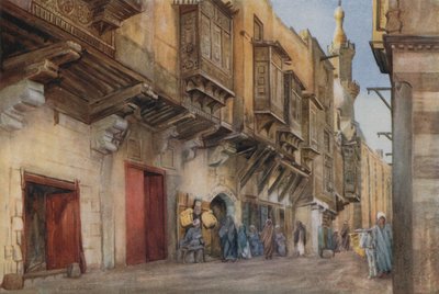 Straatscène, Bab-el-Sharia, Caïro door Walter Spencer Stanhope Tyrwhitt